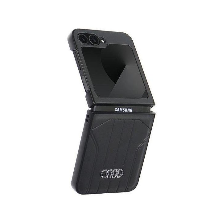 Audi sintetinės odos MagSafe dėklas Samsung Galaxy Z Flip 6 – juodas