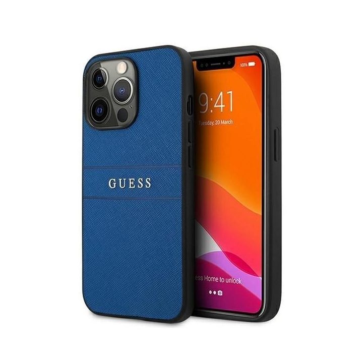 Guess Saffiano dirželio dėklas iPhone 13 Pro Max (6.7 ) – mėlynas