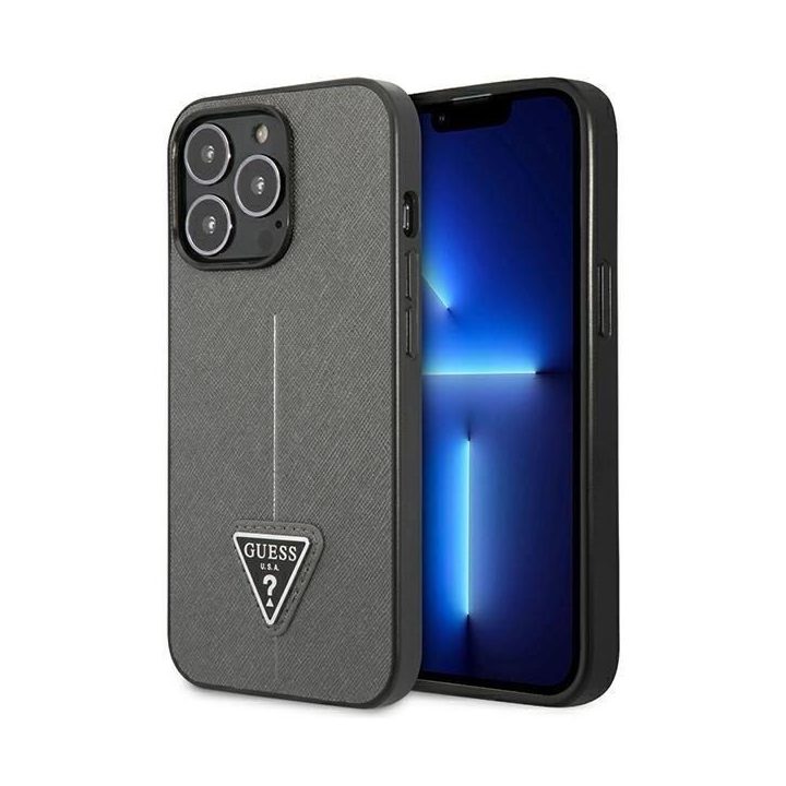 Guess Saffiano odinis dėklas iPhone 13 Pro Max (6.7 ) – sidabrinis