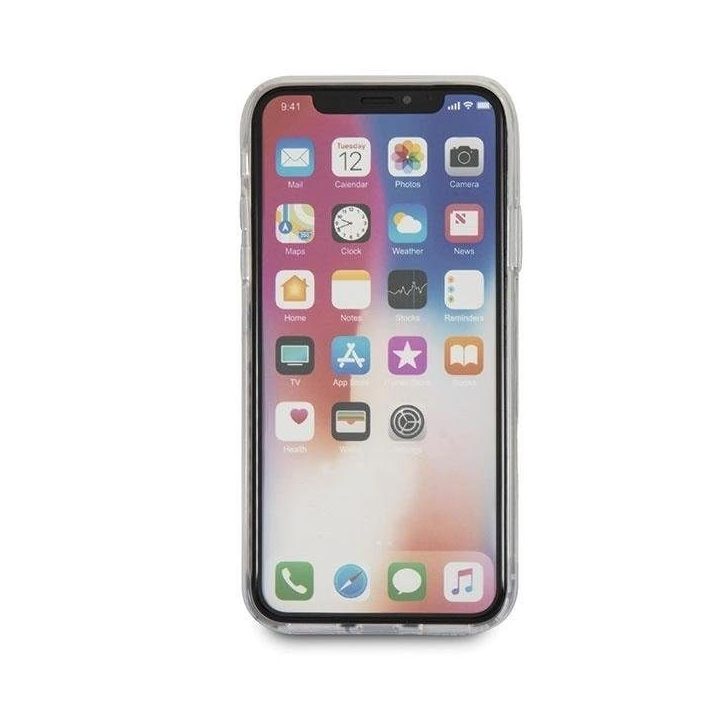 Guess raudona rožė permatomas iPhone X dėklas