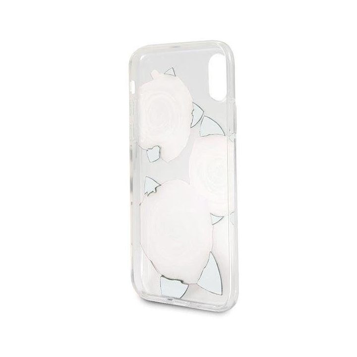Guess raudona rožė permatomas iPhone X dėklas