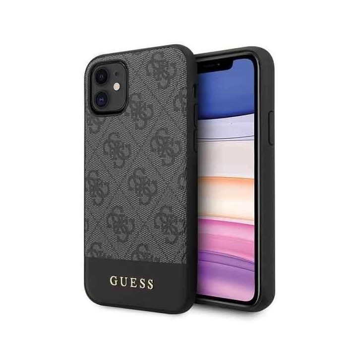 Guess 4G Stripe kolekcijos dėklas iPhone 11 / XR – pilkas