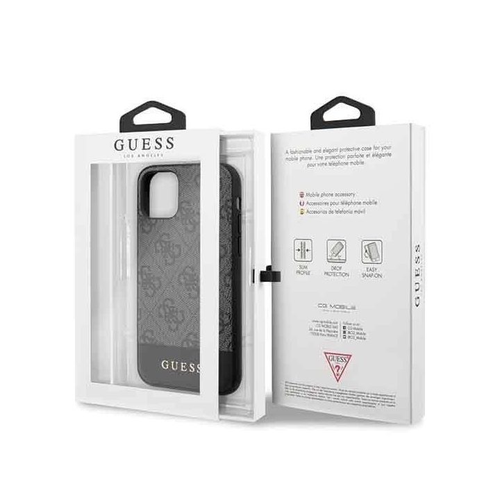 Guess 4G Stripe kolekcijos dėklas iPhone 11 / XR – pilkas