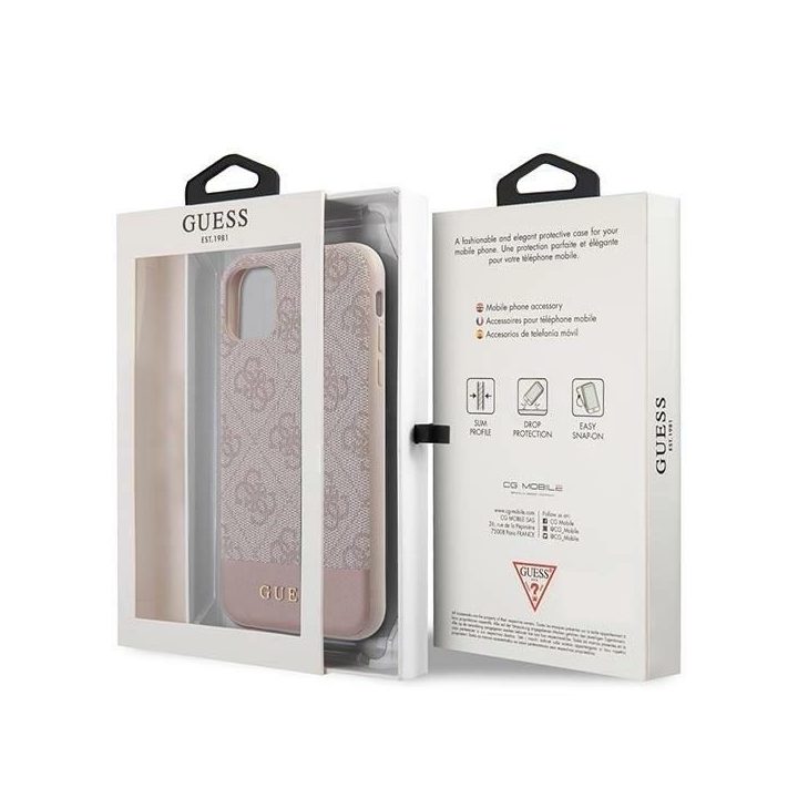 Rožinis Guess 4G Stripe“ dėklas iPhone 11 / Xr (6.1 )