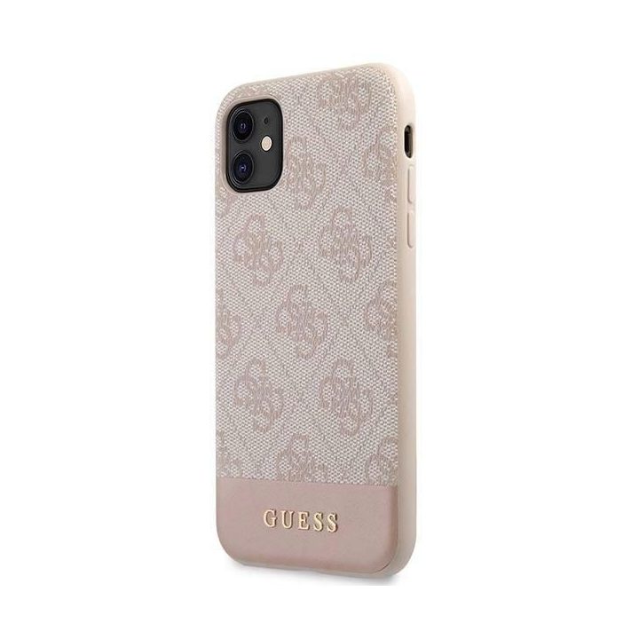Rožinis Guess 4G Stripe“ dėklas iPhone 11 / Xr (6.1 )