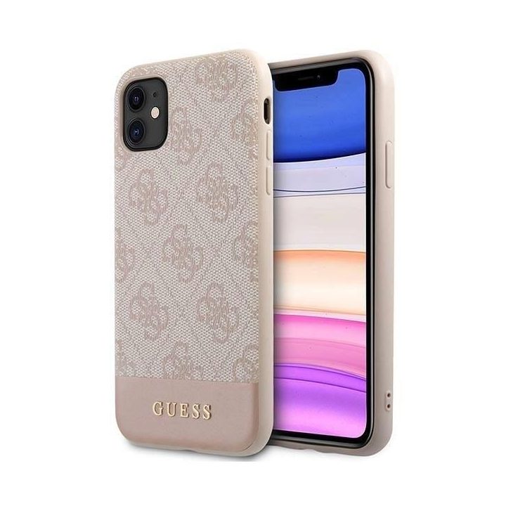 Rožinis Guess 4G Stripe“ dėklas iPhone 11 / Xr (6.1 )