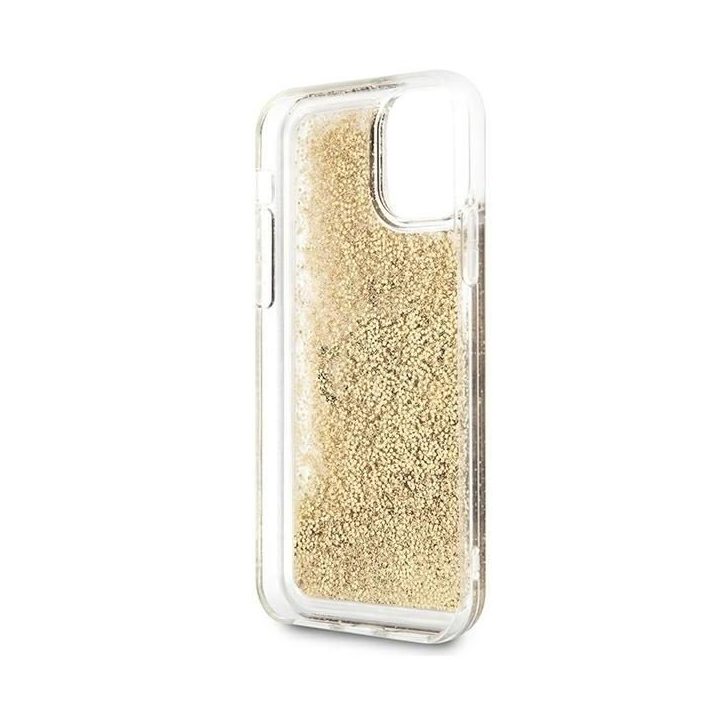 Blizgus skystų blizgučių dėklas iPhone 11 / XR – auksinis