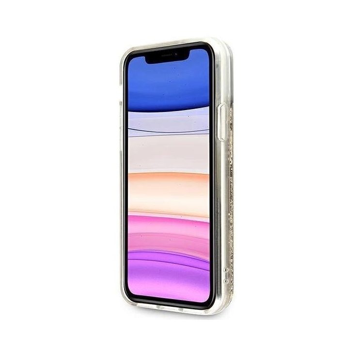 Blizgus skystų blizgučių dėklas iPhone 11 / XR – auksinis