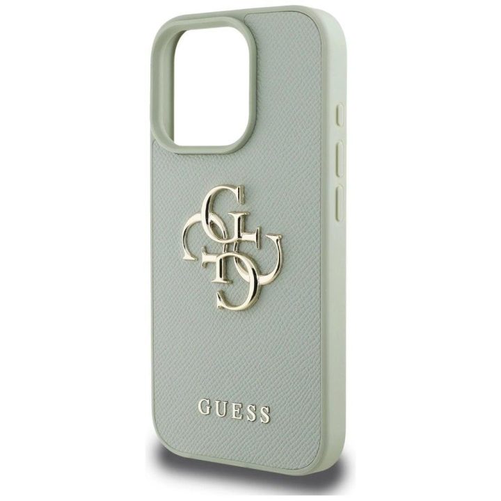 Guess grūdinto dizaino dėklas iPhone 16 Pro Max, žalias