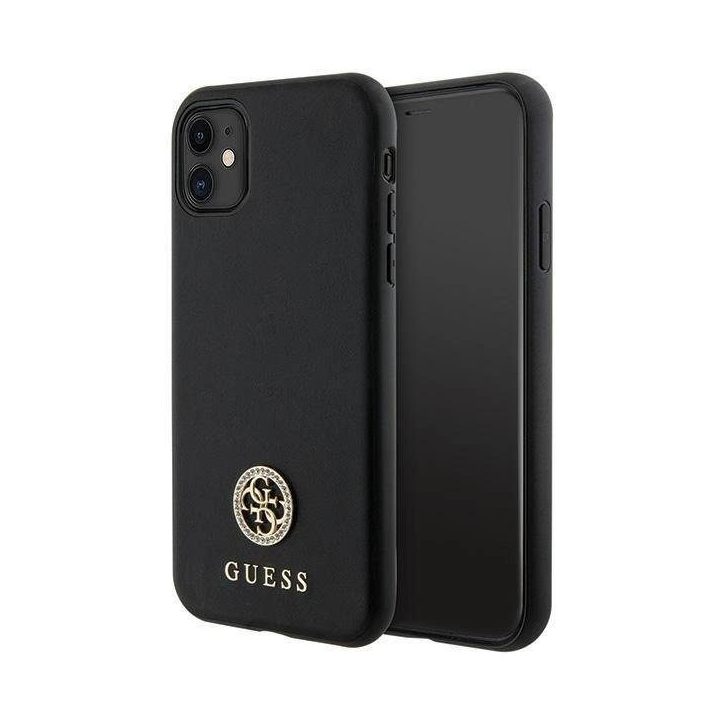 Guess juodas dėklas Strass Metal Logo“ iPhone 11/XR (6.1 )