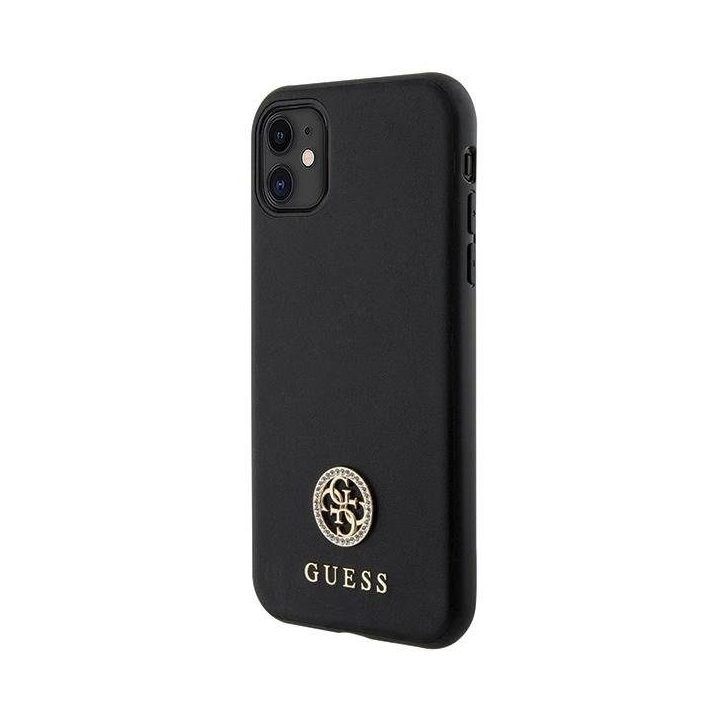 Guess juodas dėklas Strass Metal Logo“ iPhone 11/XR (6.1 )