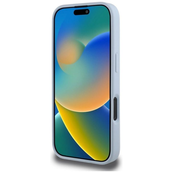 Guess grūdinto dizaino mėlynas dėklas iPhone 16 Pro – klasikinis logotipas