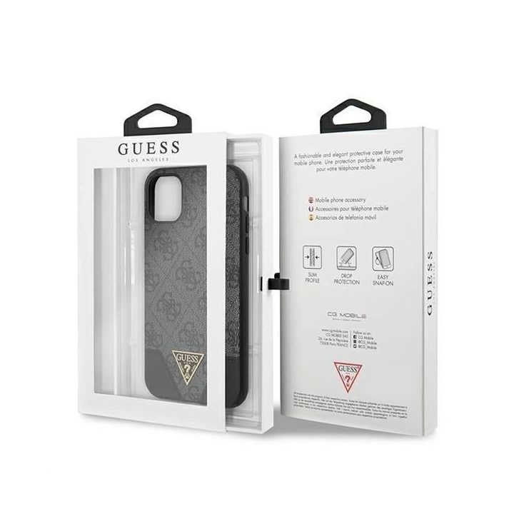 Pilkas Guess 4G Triangle“ dėklas iPhone 11 / Xr (6.1 )