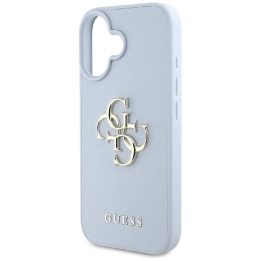 Guess grūdinto dizaino mėlynas dėklas su logotipu iPhone 16