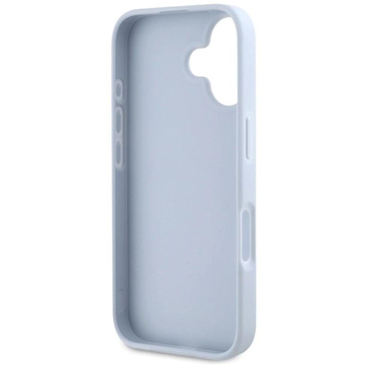 Guess grūdinto dizaino mėlynas dėklas su logotipu iPhone 16