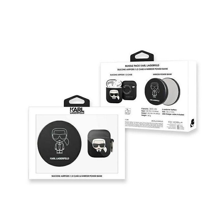 Karl Lagerfeld AirPods dėklas su įkrovikliu – juodas