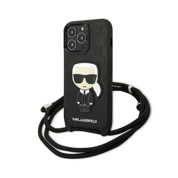 Karl Lagerfeld odinis dėklas su monograma iPhone 13 Pro / 13 – juodas
