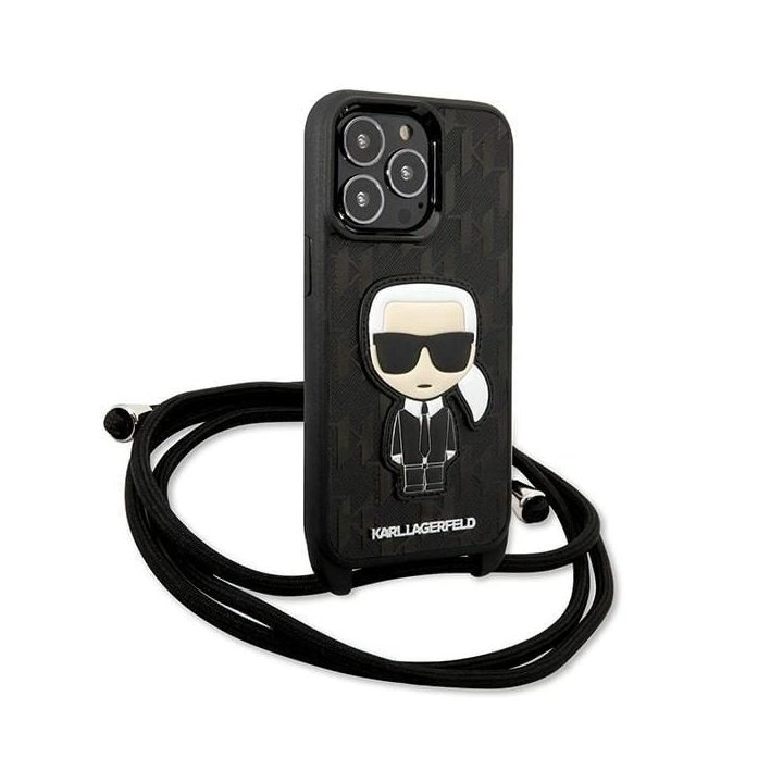Karl Lagerfeld odinis dėklas su monograma iPhone 13 Pro / 13 – juodas