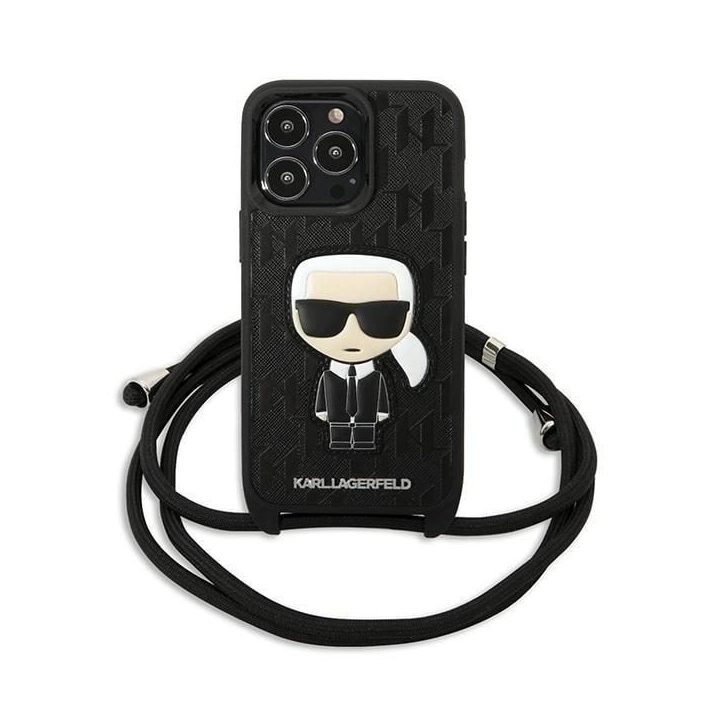 Karl Lagerfeld odinis dėklas su monograma iPhone 13 Pro / 13 – juodas