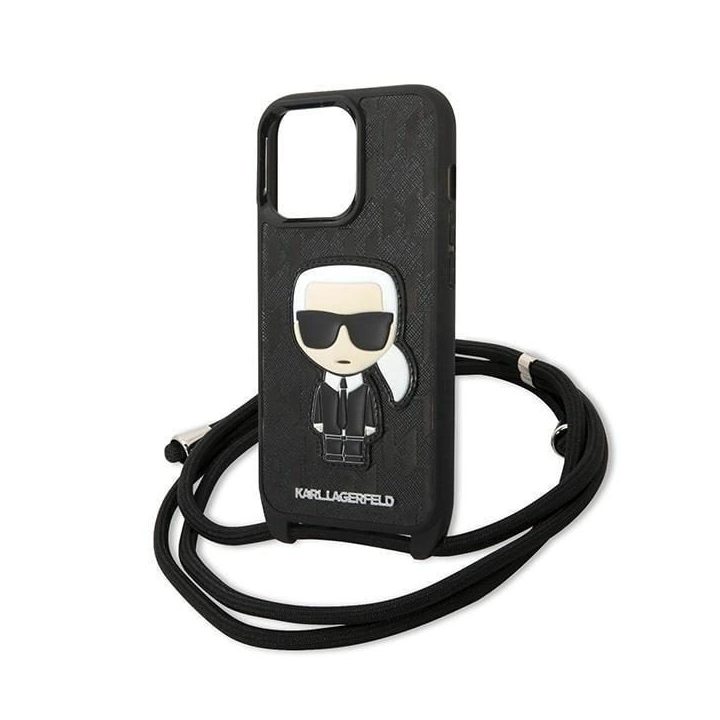 Karl Lagerfeld odinis dėklas su monograma iPhone 13 Pro / 13 – juodas