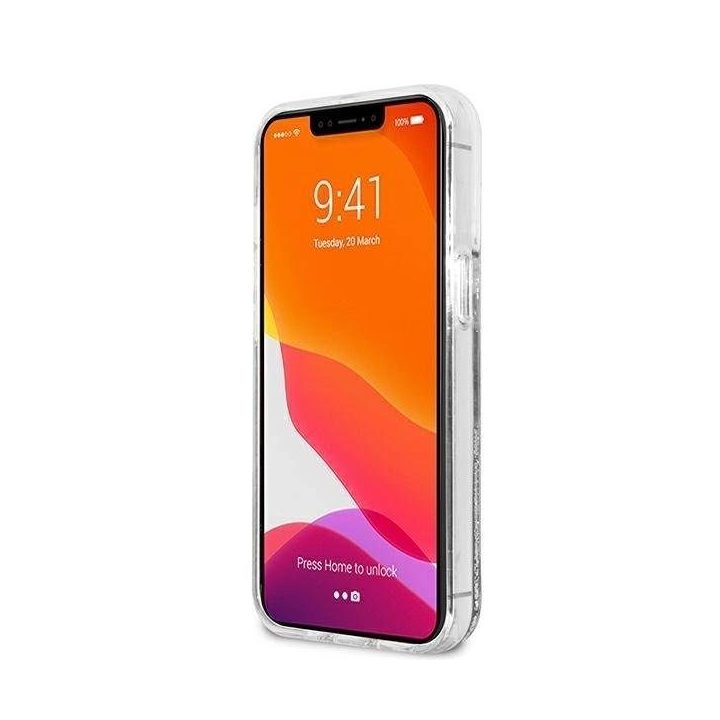 Karl Lagerfeld blizgus dėklas iPhone 13 Pro Max (sidabrinis)