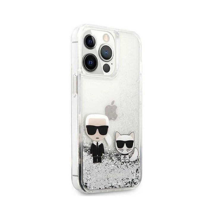 Karl Lagerfeld blizgantis dėklas iPhone 13 Pro / 13 – sidabrinis