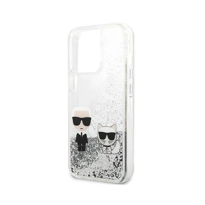 Karl Lagerfeld blizgantis dėklas iPhone 13 Pro / 13 – sidabrinis