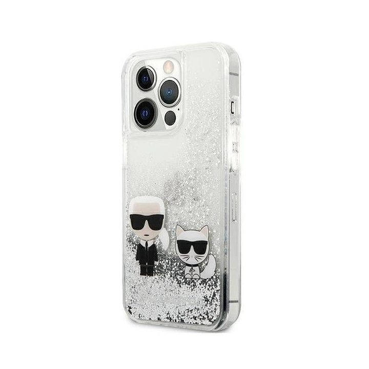 Karl Lagerfeld blizgantis dėklas iPhone 13 Pro / 13 – sidabrinis