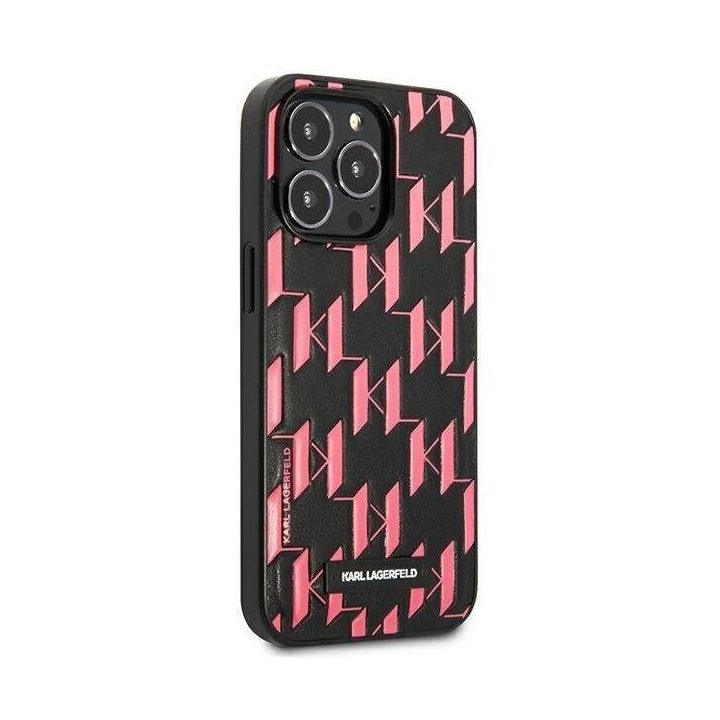 Karl Lagerfeld rožinis iPhone 13 Pro Max dėklas su monograma