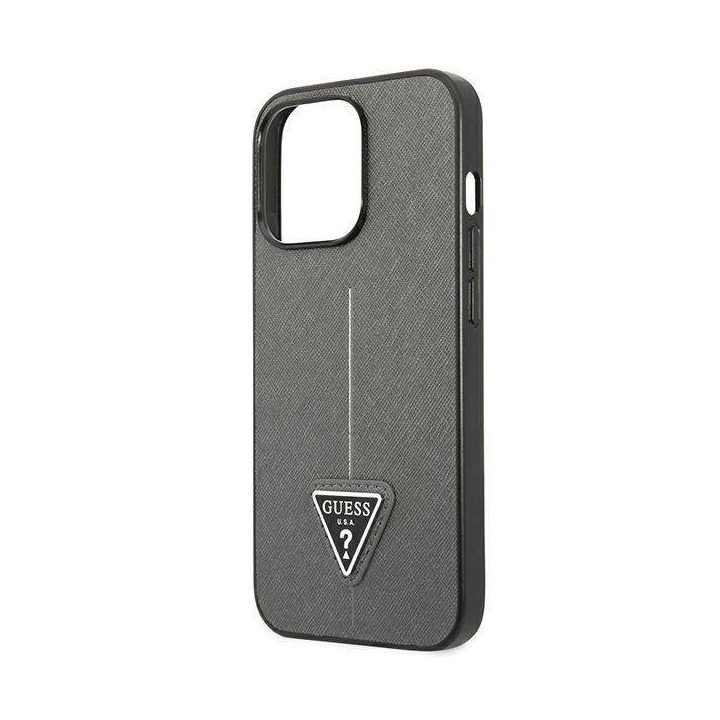 Guess Saffiano odinis dėklas iPhone 13 Pro / 13 (6.1 ) – sidabrinis