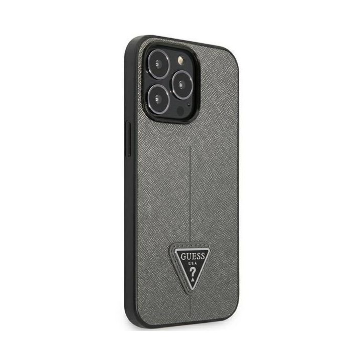 Guess Saffiano odinis dėklas iPhone 13 Pro / 13 (6.1 ) – sidabrinis