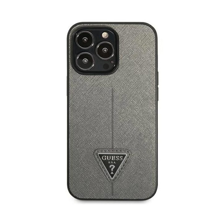 Guess Saffiano odinis dėklas iPhone 13 Pro / 13 (6.1 ) – sidabrinis
