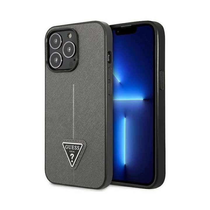 Guess Saffiano odinis dėklas iPhone 13 Pro / 13 (6.1 ) – sidabrinis