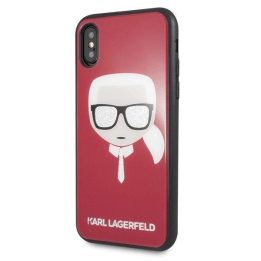 Karl Lagerfeld blizgus raudonas iPhone X/Xs dėklas Iconic Karl“