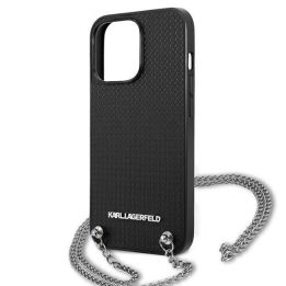Karl Lagerfeld odinis dėklas su grandinėle iPhone 13 Pro Max (juodas)