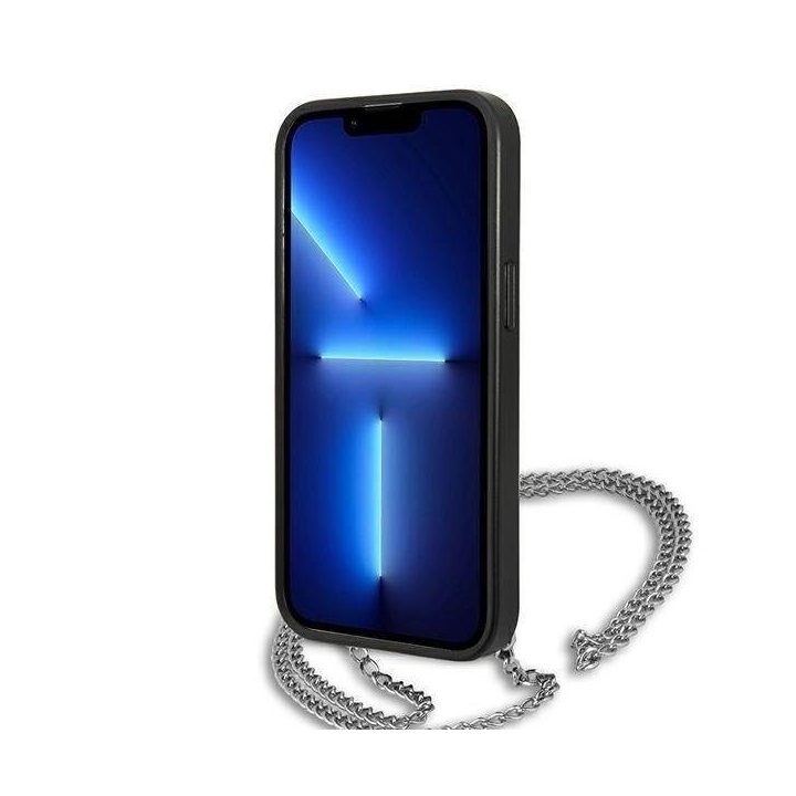 Karl Lagerfeld odinis dėklas su grandinėle iPhone 13 Pro Max (juodas)