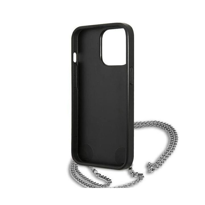 Karl Lagerfeld odinis dėklas su grandinėle iPhone 13 Pro Max (juodas)