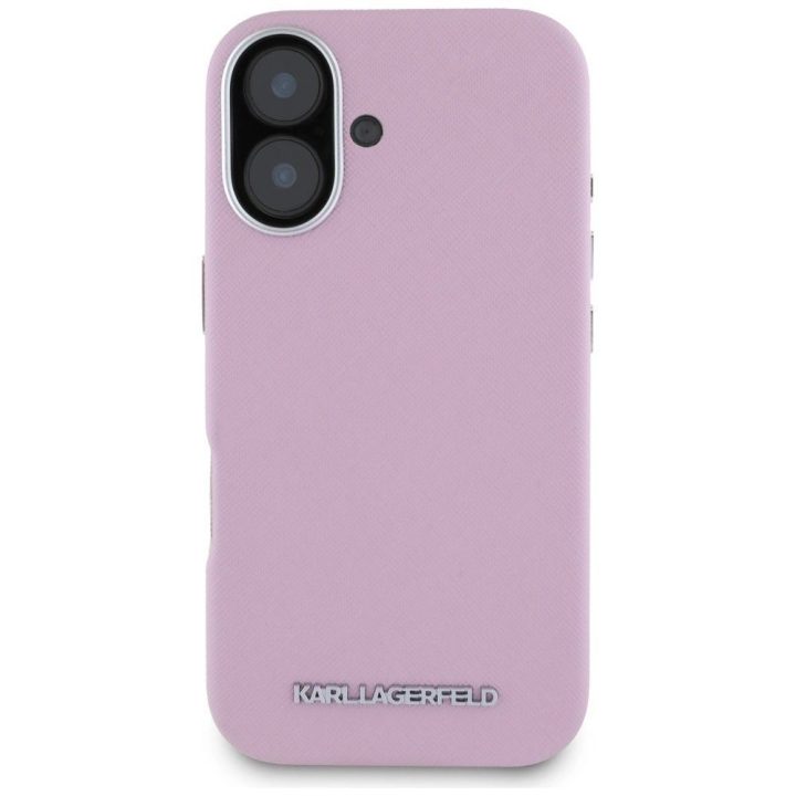 Karl Lagerfeld rožinis Saffiano MagSafe dėklas iPhone 16
