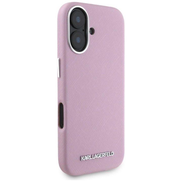 Karl Lagerfeld rožinis Saffiano MagSafe dėklas iPhone 16