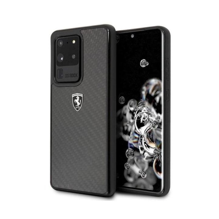 Ferrari anglies pluošto dėklas Samsung Galaxy S20 Ultra – juodas