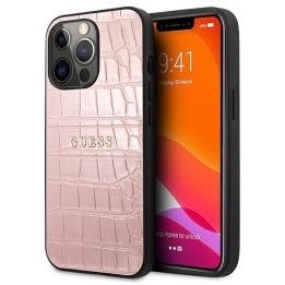 Guess krokodilo rašto dėklas iPhone 13 Pro / 13 (6.1 ) – rožinis