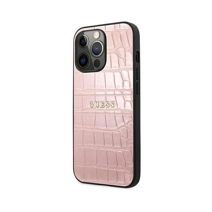 Guess krokodilo rašto dėklas iPhone 13 Pro / 13 (6.1 ) – rožinis