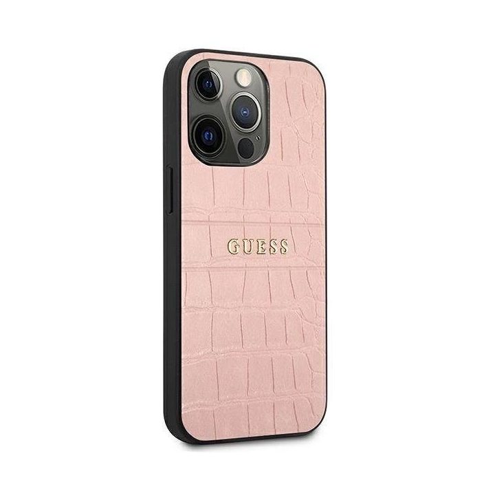 Guess krokodilo rašto dėklas iPhone 13 Pro / 13 (6.1 ) – rožinis