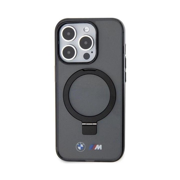 BMW M Collection magnetinis dėklas su žiediniu stovu iPhone 15 Pro – juodas