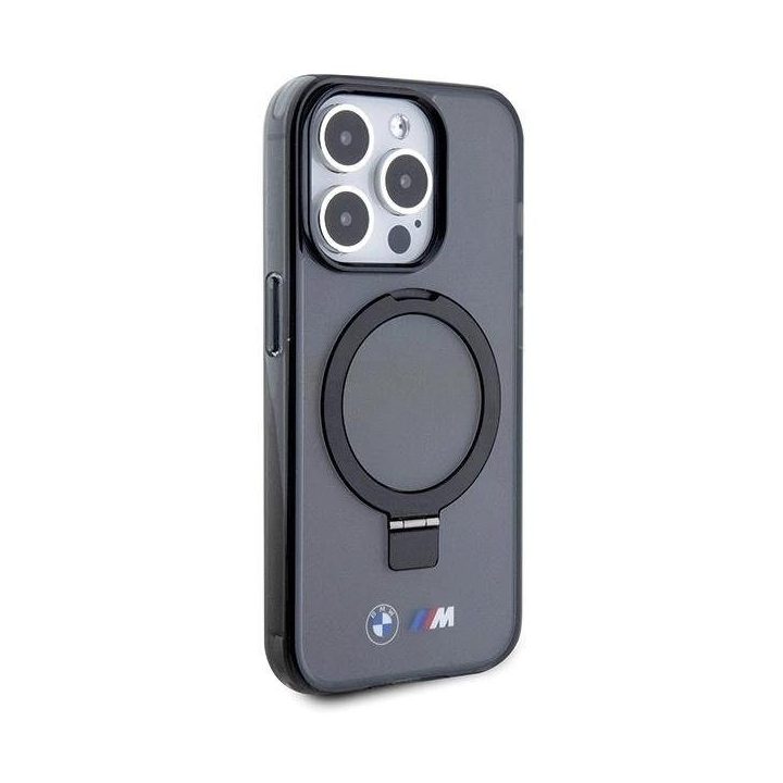 BMW M Collection magnetinis dėklas su žiediniu stovu iPhone 15 Pro – juodas