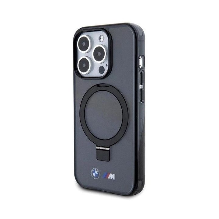 BMW M Collection magnetinis dėklas su žiediniu stovu iPhone 15 Pro – juodas