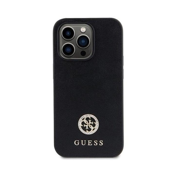 Guess prabangus juodas dėklas su metaliniu logotipu iPhone 13 Pro