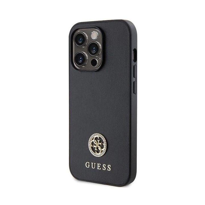 Guess prabangus juodas dėklas su metaliniu logotipu iPhone 13 Pro