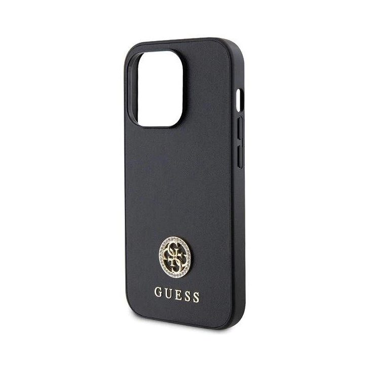 Guess prabangus juodas dėklas su metaliniu logotipu iPhone 13 Pro