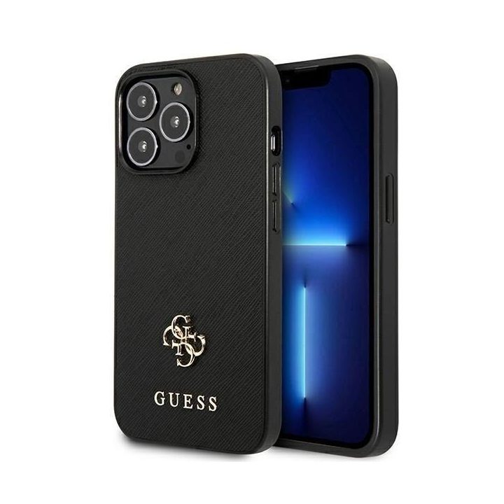 Guess Saffiano 4G juodas dėklas iPhone 13 Pro / 13 (6.1 )